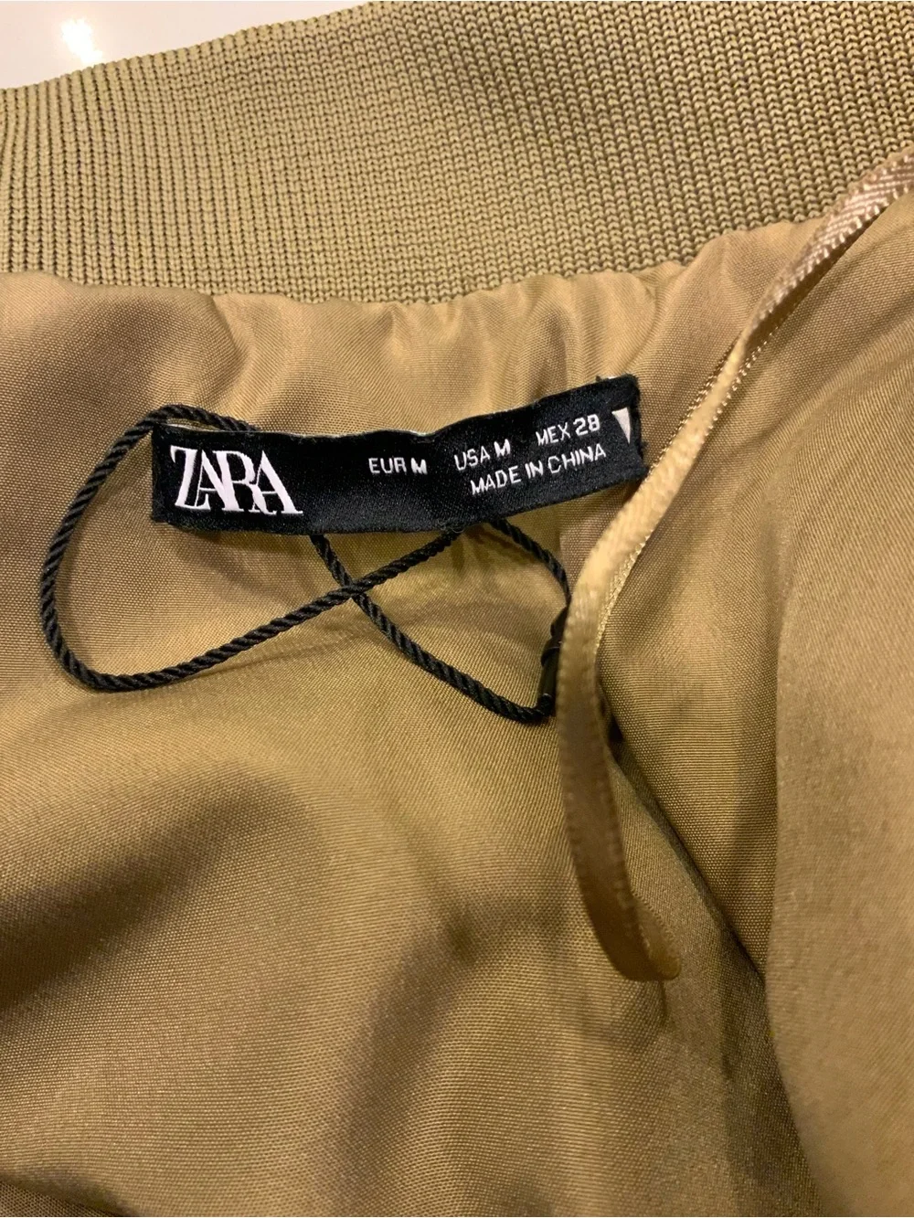 Zara Olive Green Long Bomber Jacket